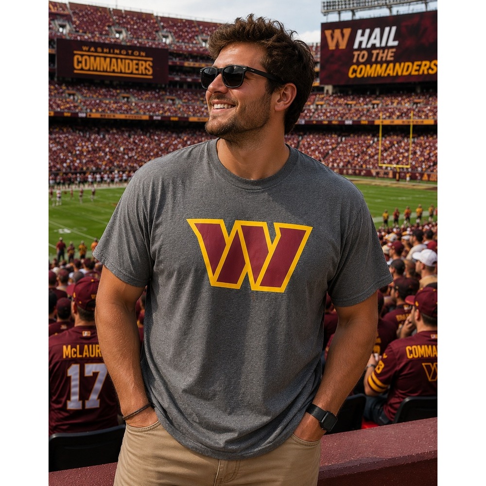 Washington Commanders W Logo Shirt Men's 2XL NFL Fanatics Football Gray Tee